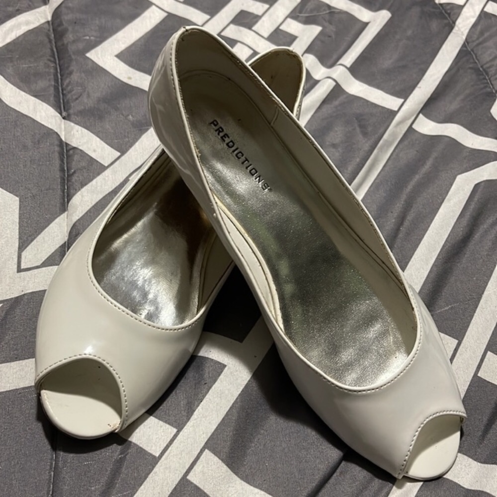 White Peep Toe Wedge Heels